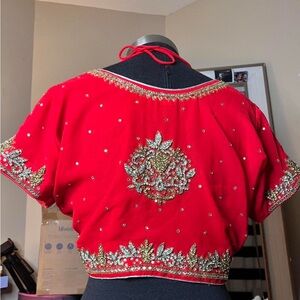 Embellished Red Crop Top